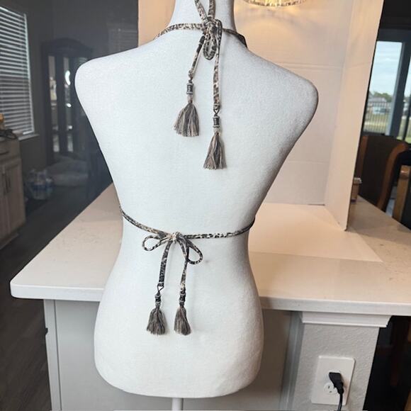 BECCA Women's Leopard Triangle Tassel Bikini Top, Swimwear Separates - Picture 3 of 13